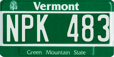 VT license plate NPK483