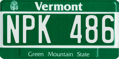 VT license plate NPK486