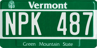 VT license plate NPK487