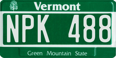 VT license plate NPK488