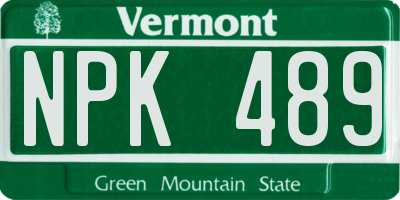 VT license plate NPK489