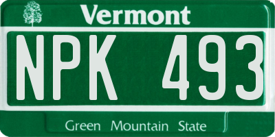 VT license plate NPK493