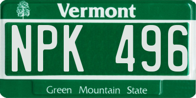 VT license plate NPK496
