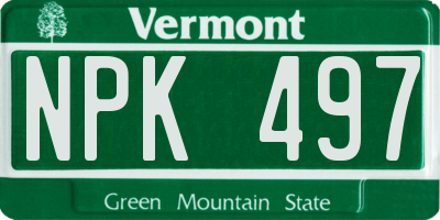 VT license plate NPK497