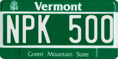 VT license plate NPK500