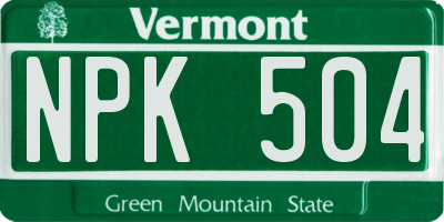 VT license plate NPK504