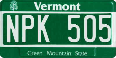 VT license plate NPK505