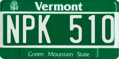 VT license plate NPK510