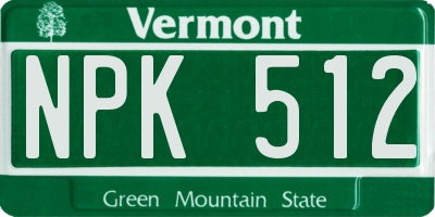 VT license plate NPK512