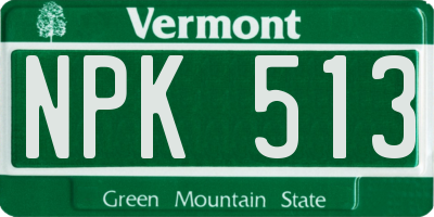 VT license plate NPK513