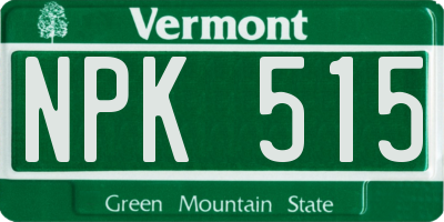 VT license plate NPK515