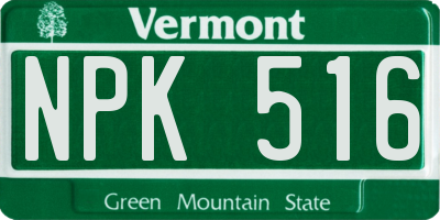 VT license plate NPK516