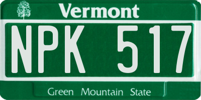 VT license plate NPK517