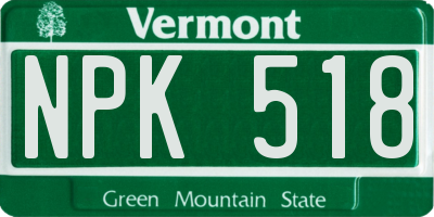VT license plate NPK518