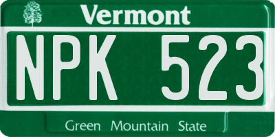 VT license plate NPK523