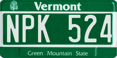 VT license plate NPK524
