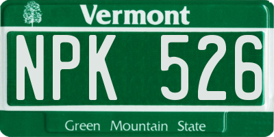 VT license plate NPK526