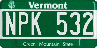 VT license plate NPK532