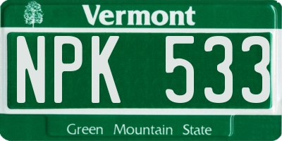 VT license plate NPK533