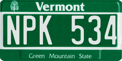 VT license plate NPK534