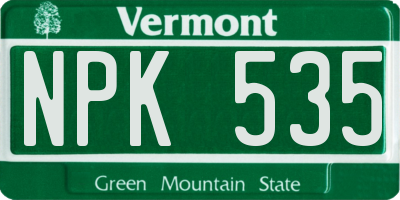 VT license plate NPK535