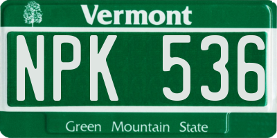 VT license plate NPK536