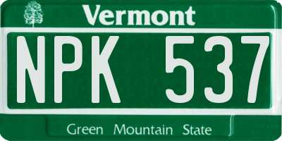 VT license plate NPK537