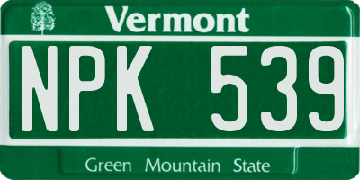 VT license plate NPK539