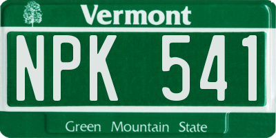 VT license plate NPK541