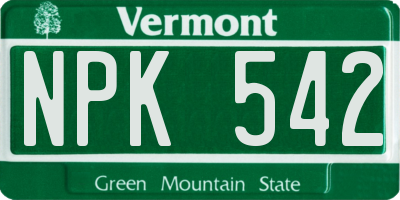 VT license plate NPK542