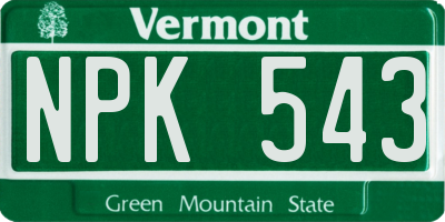 VT license plate NPK543