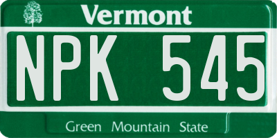 VT license plate NPK545