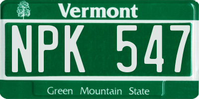 VT license plate NPK547