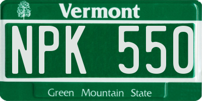 VT license plate NPK550