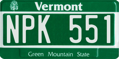 VT license plate NPK551