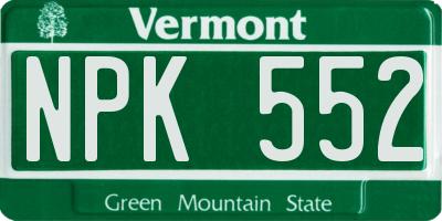 VT license plate NPK552