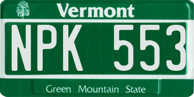 VT license plate NPK553