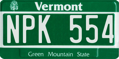 VT license plate NPK554