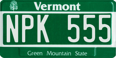 VT license plate NPK555