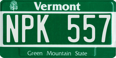 VT license plate NPK557