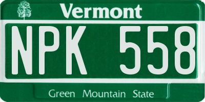 VT license plate NPK558