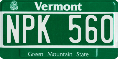 VT license plate NPK560