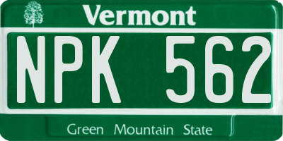 VT license plate NPK562