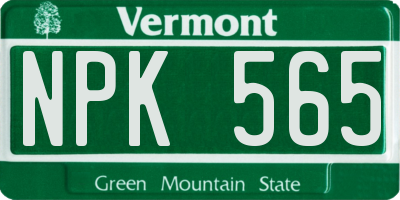 VT license plate NPK565