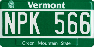 VT license plate NPK566