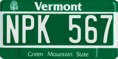 VT license plate NPK567