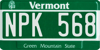 VT license plate NPK568
