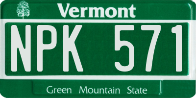 VT license plate NPK571