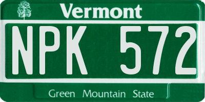VT license plate NPK572