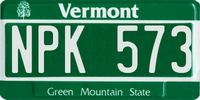 VT license plate NPK573